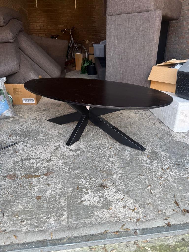 Zwarte ovale salontafel, Ophalen, 100 tot 150 cm, 50 tot 100 cm, Zo goed als nieuw