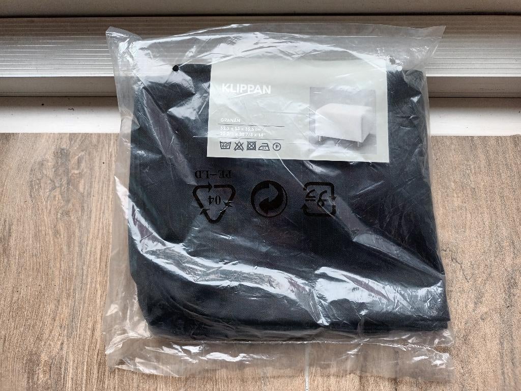 Ikea klippan hoes 'Granån' voor voetenbank/poef zwart -NIEUW, Ophalen, Nieuw, 50 tot 75 cm, Vierkant