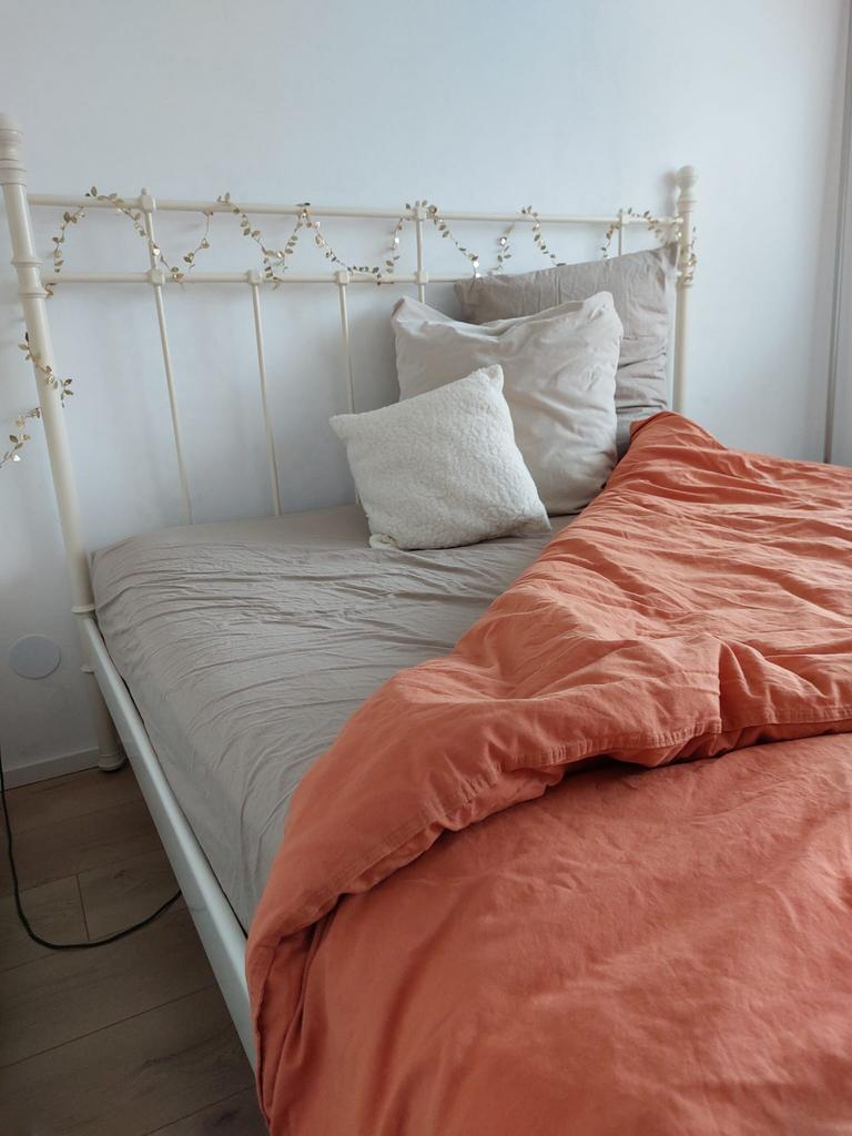 Ikea 2-persoonsbed Tromsnes, Huis en Inrichting, Ophalen, Gebruikt, Tweepersoons, Metaal