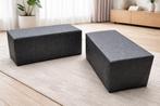 Set van 2 antracietkleurige hockers met crocoprint, Huis en Inrichting, Banken | Voetenbanken en Poefen, Ophalen, Kunststof, Gebruikt