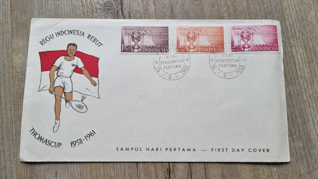 FDC Republik Indonesia - Thomascup 1958-1961, Postzegels en Munten, Postzegels | Eerstedagenveloppen, Ophalen of Verzenden, Onbeschreven