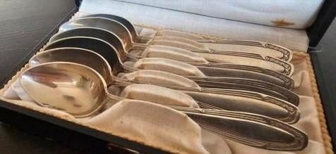 Casette ijslepels paplepels hotelzilver, Antiek en Kunst, Antiek | Bestek, Ophalen of Verzenden