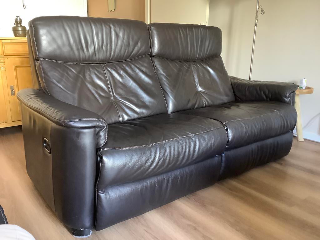 Leren 2 1/2 (electr. Bed.) + 2 zits bankstel, Ophalen, Gebruikt, Tweepersoons, Leer