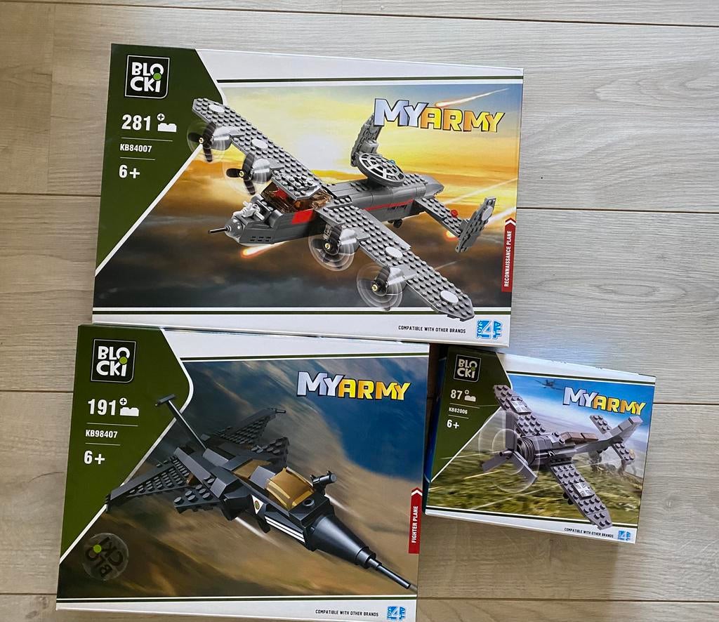 Drie leuke militaire vliegtuigen van BloCki voor 6+, Ophalen of Verzenden, Gebruikt, Overige merken