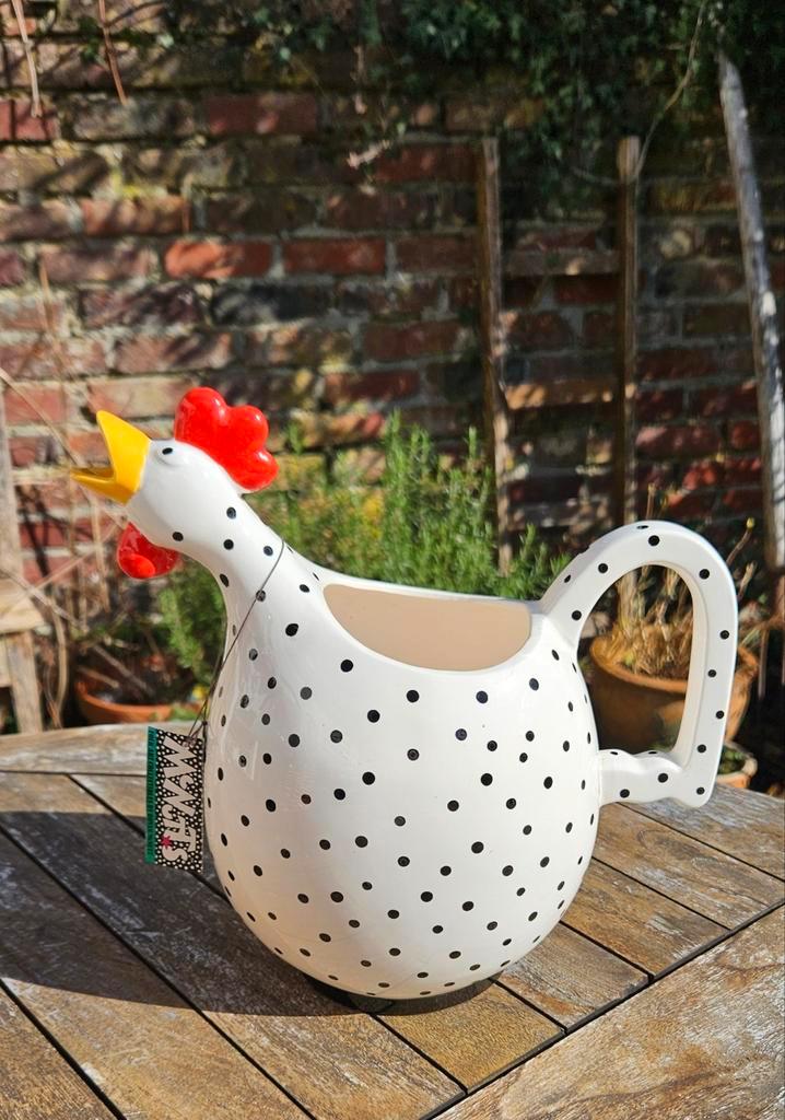 Department 56 McNutt's Polka Dot keramieken kippenkan, Huis en Inrichting, Woonaccessoires | Overige, Zo goed als nieuw, Ophalen of Verzenden