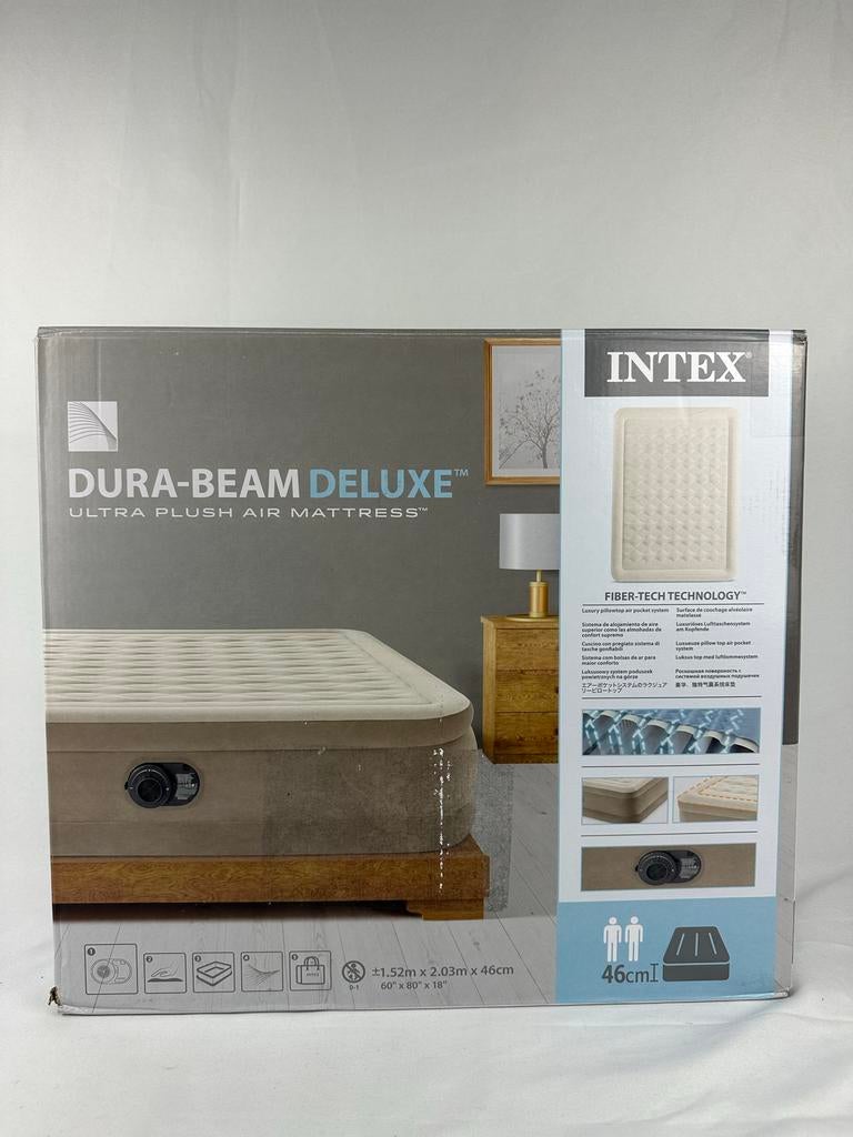 Intex Dura-Beam Deluxe Ultra Plush Luchtmatras, Tweepersoons, Ophalen of Verzenden, Zo goed als nieuw, Overige maten