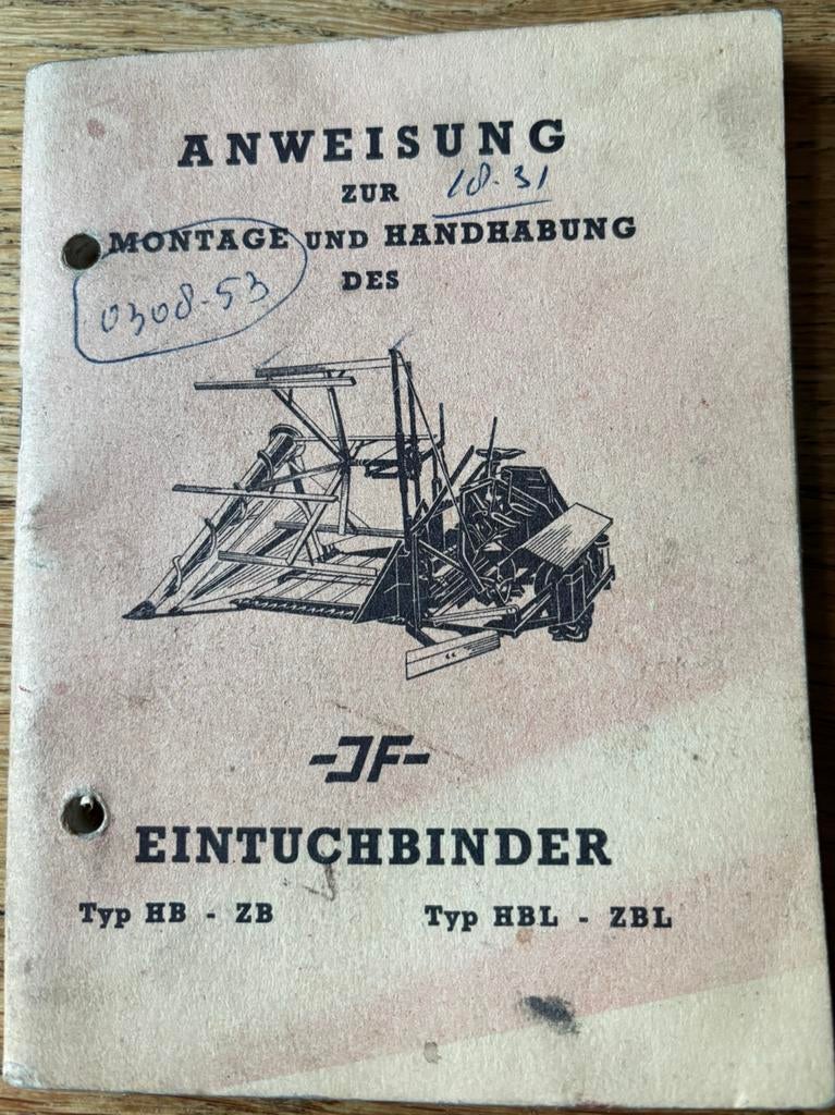 Zelfbinder JF instructie boekje, Ophalen, Gebruikt