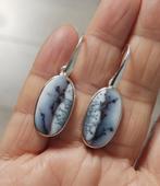 925 Zilveren oorbellen met natuurlijke Dendriet Opaal steen, O.T., Hangers, Nieuw, Ophalen of Verzenden