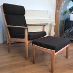 Getama Hans J. Wegner GE265 fauteuil met voetenbank, 75 tot 100 cm, Ophalen of Verzenden, Nvt, Stof