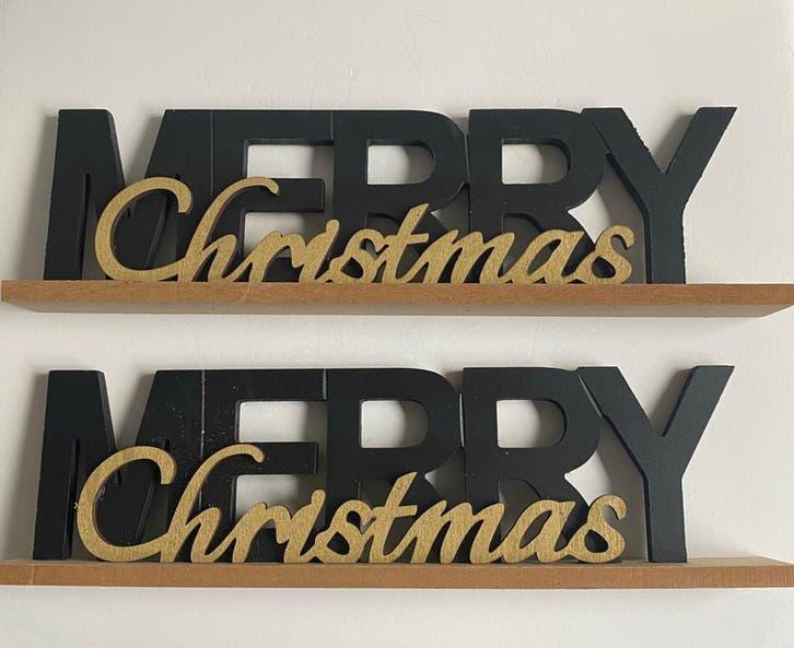 Kerst woondecoratiie van hout, 35x10cm, 2 stuks, nieuw, Diversen, Kerst, Nieuw, Ophalen of Verzenden