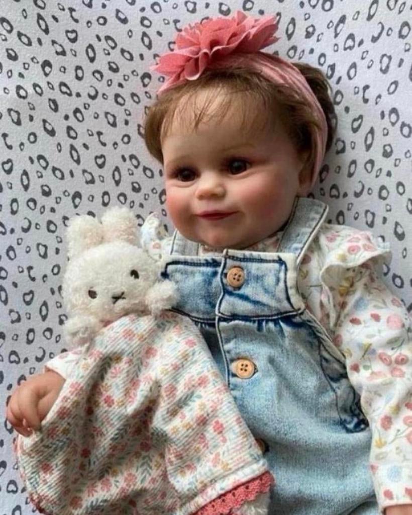 Vrolijk Reborn meisje, ( €55,- euro ), Verzamelen, Verzenden, Zo goed als nieuw, Pop, Levensecht of Reborn