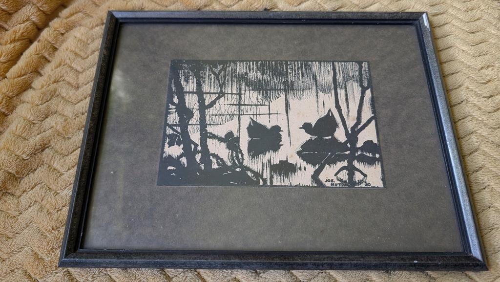 Jos Ruting - Houtsnede 'Vogels aan het water' (1930), Ingelijst, Ophalen of Verzenden, Houtsnede, Flora en Fauna