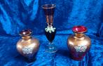 3 prachtige vintage glazen vaasjes Bohemian, Ophalen of Verzenden