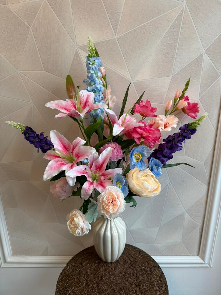 Luxe boeket kunstbloemen, Ophalen of Verzenden, Zo goed als nieuw