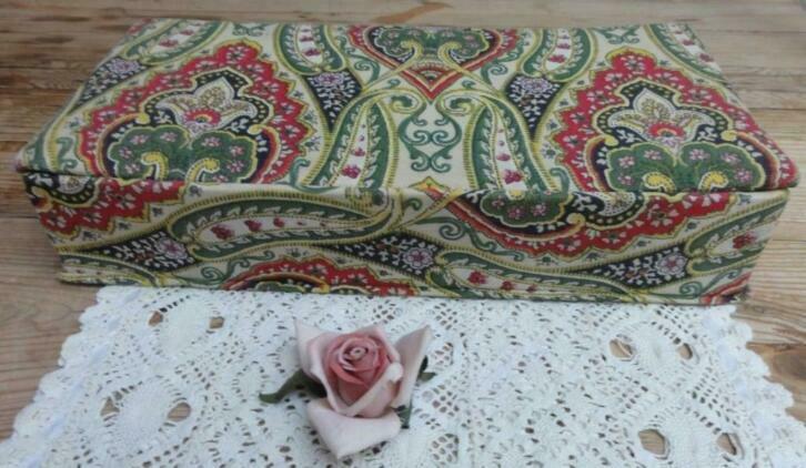 Franse brocante stoffen doos, Ophalen of Verzenden