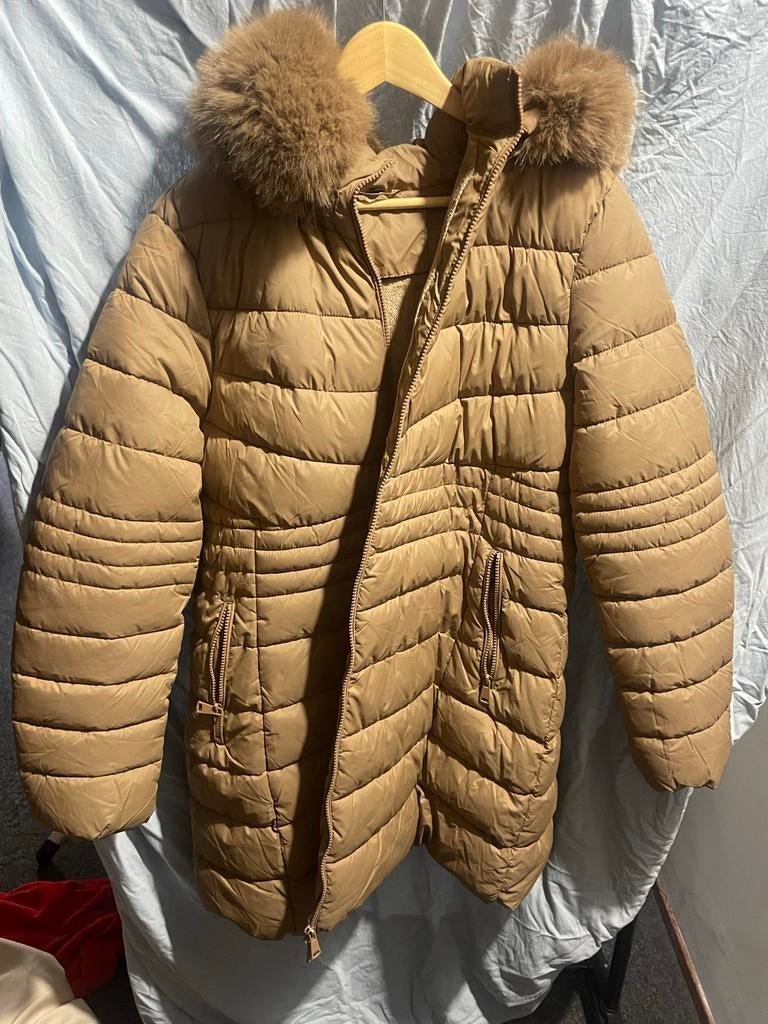 Nieuwe winterjas met bontkraag, Ophalen of Verzenden, Nieuw, Maat 46/48 (XL) of groter, Beige