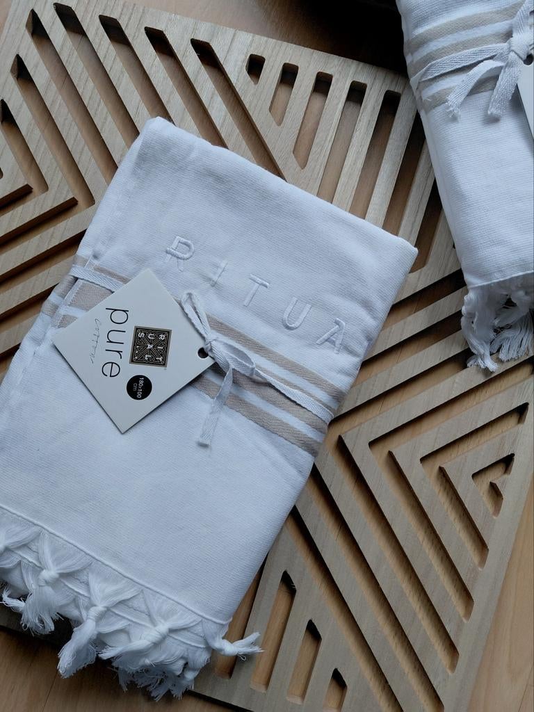 RITUALS  luxe 🧖‍♀️ hammam handdoek• baddoek 180x100 NIEUW., Ophalen of Verzenden, Nieuw, Wit, Handdoek