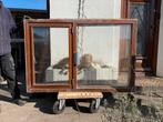 Hardhouten Kozijn met Dubbelglas en Openslaand Raam, Ophalen, Gevelraam of Ruit, Gebruikt, 80 tot 120 cm