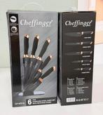 Cheffinger Messenset met Standaard – 6-delig Zwart Rosé Goud, Nieuw, Ophalen of Verzenden, H, Rvs of Chroom