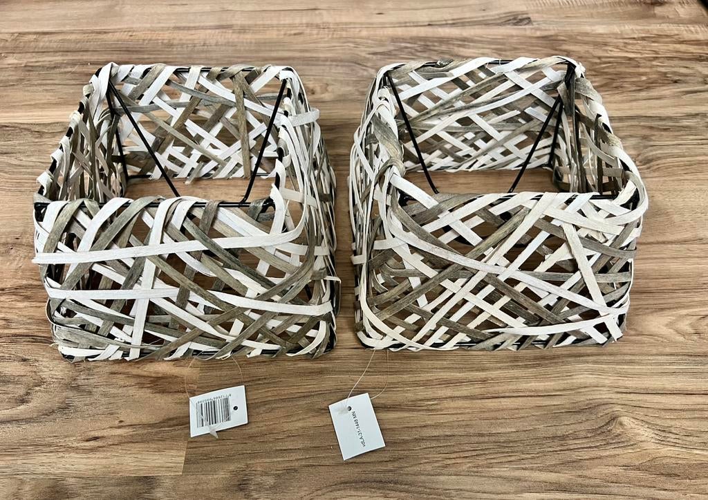 Twee nieuwe bamboe lampenkappen., Ophalen of Verzenden, Nieuw, Rond