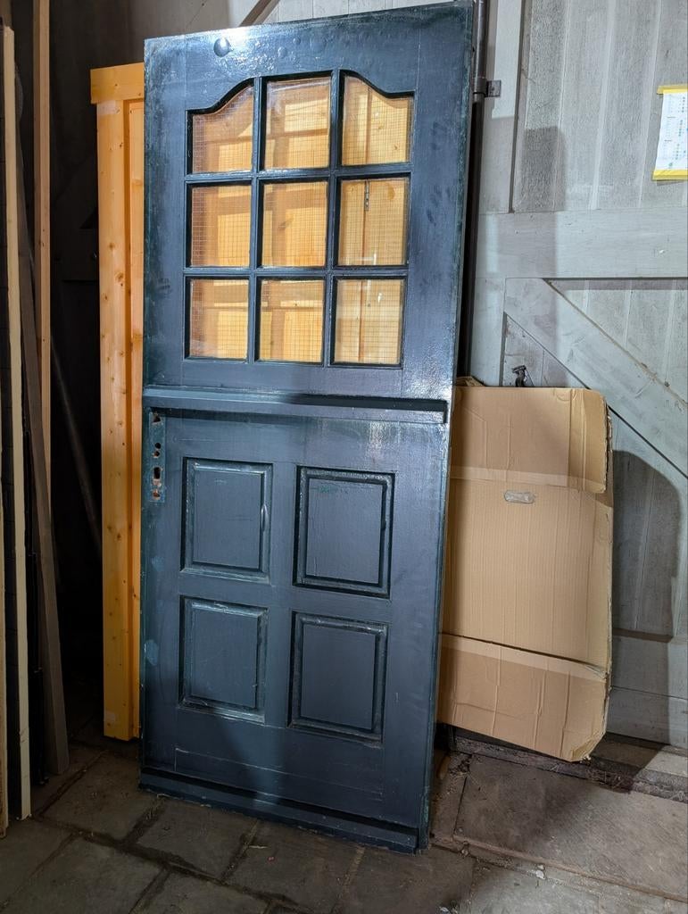 Hardhouten deur en boorddeur, Ophalen, Gebruikt, 200 tot 215 cm, Glas