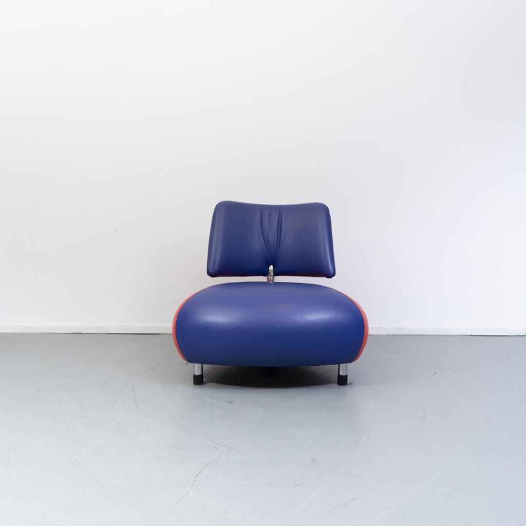 1x Leolux Pallone kleurstelling rood/blauw in nieuwstaat!, Huis en Inrichting, Fauteuils, Niet ingevuld, Niet ingevuld, Leer, Ophalen of Verzenden