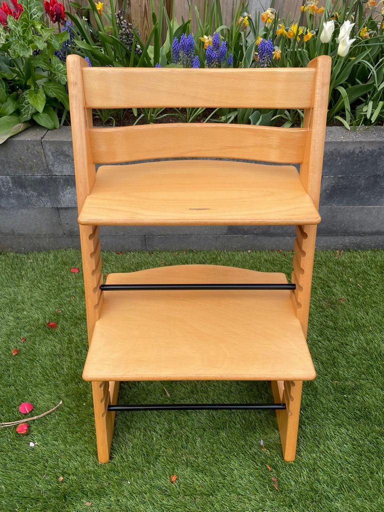 Stokke Tripp Trapp kinderstoel - Naturel hout, Ophalen of Verzenden, Zo goed als nieuw, Meegroeistoel, Aanschuifbaar