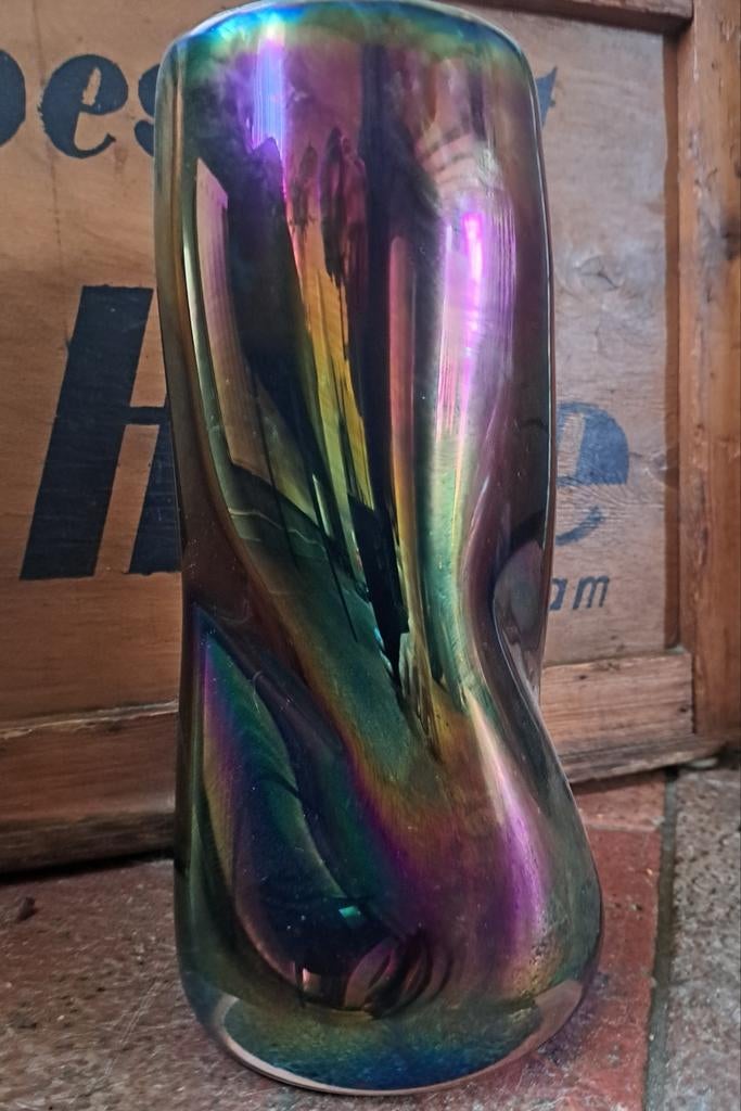 Tom Dixon iriserende glazen vaas, Ophalen of Verzenden