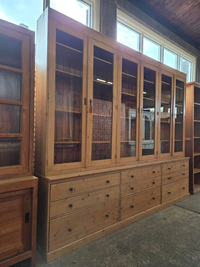 Prachtige XXL bibliotheekkast ~ wandkast ~ winkelkast, Ophalen, 5 laden of meer, 200 cm of meer, Grenenhout