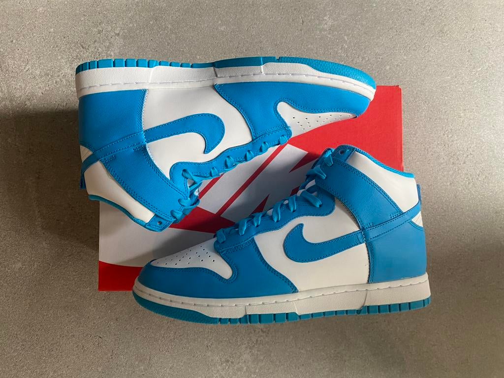 Nike Dunk High Laser Blue Maat 42 | 43 | 45, Ophalen of Verzenden, Zo goed als nieuw, Overige kleuren