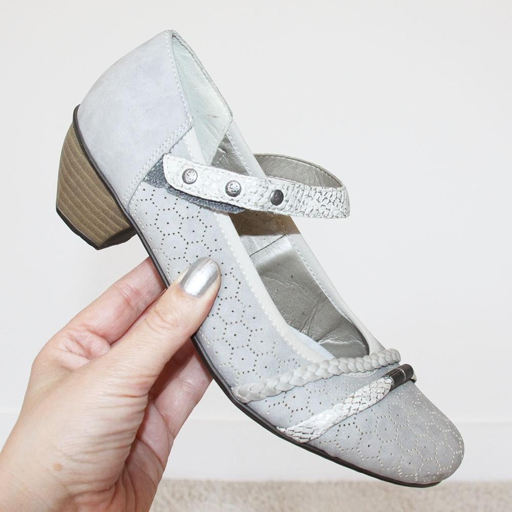 Schitterende Leren Rieker Pumps s2 (Maat 39) € 35,-, Pumps, Ophalen of Verzenden, Zo goed als nieuw, Grijs