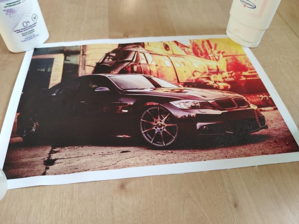Canvas poster zwarte bmw, Minder dan 50 cm, Nieuw, Ophalen of Verzenden, Foto of Poster