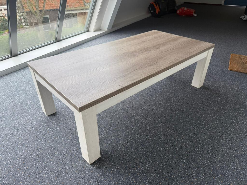 Strakke salontafel / lage tafel | Modern houtlook, Ophalen, Gebruikt, Rechthoekig