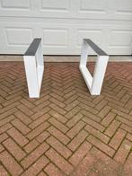 Tafelonderstel Staal Wit Salontafel Bankje, Ophalen, Zo goed als nieuw, Hout