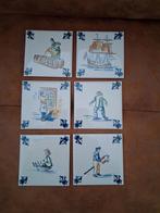 Set van 6 Vintage KLM Business Class Tegeltjes -Delfts Blauw, Ophalen of Verzenden