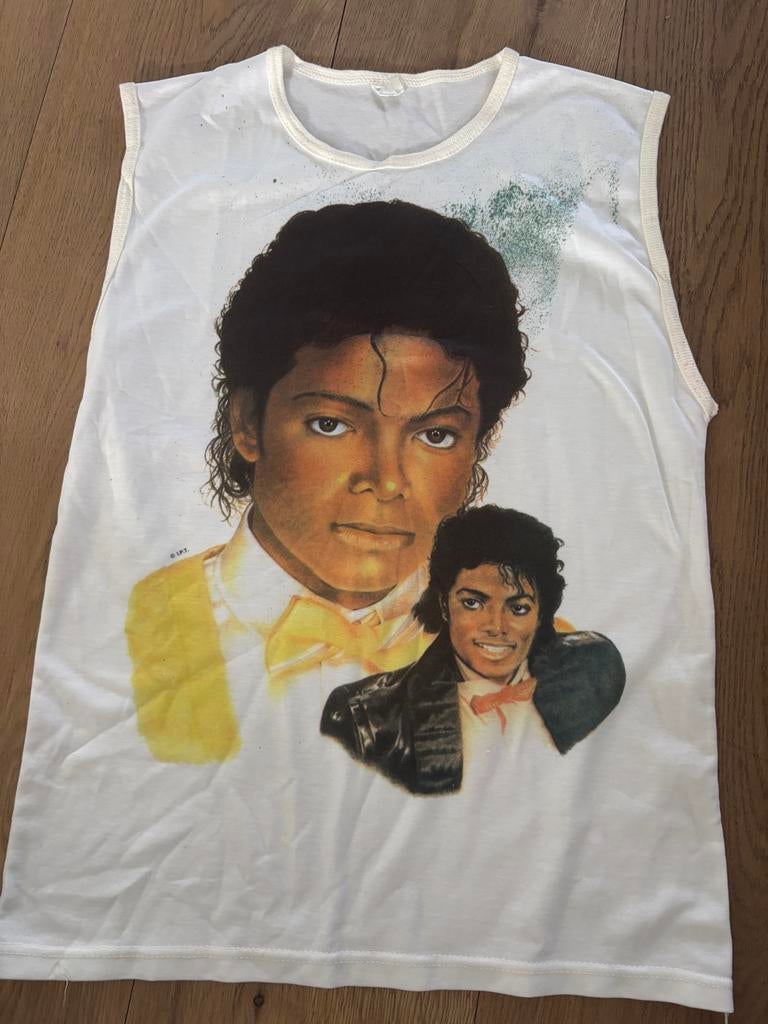 Vintage Michael Jackson Mouwloos Shirt Maat S, Ophalen of Verzenden, Gedragen, Maat 46 (S) of kleiner, Wit
