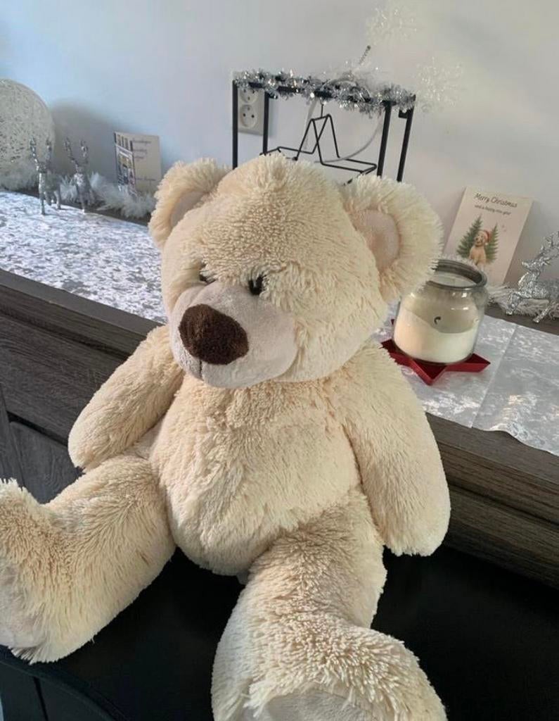 Grote zachte beige teddybeer, Ophalen, Beer, Zo goed als nieuw, Middelgroot (20 tot 80 cm)