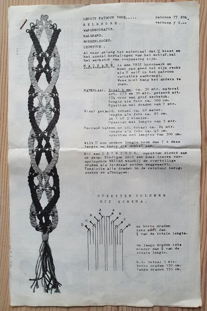 proefles/ patronen voor macramé knopen uit de jaren '70, Hobby en Vrije tijd, Breien en Haken, Verzenden, Nieuw, Breien of Haken