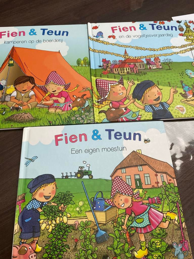 Drie Fien en Teun boeken: kamperen, vogeltjes, moestuin, Gelezen, Fictie algemeen, Jongen of Meisje, Ophalen of Verzenden