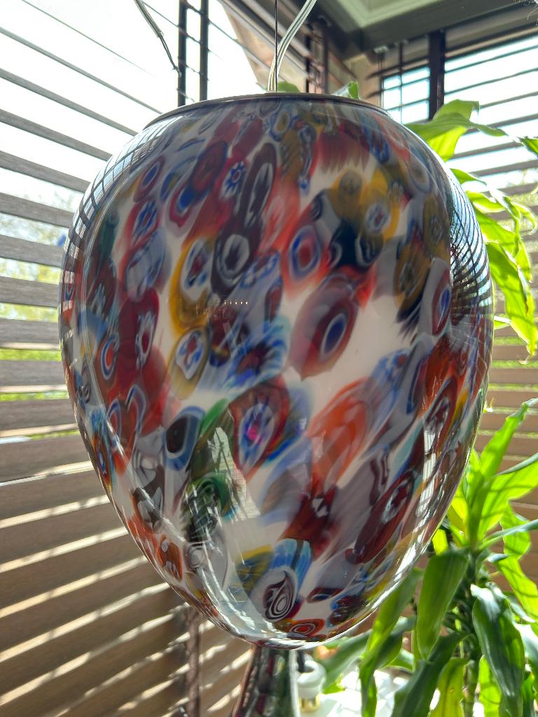 Contemporary Floral Multicolor Murano Style Glass Egg Lamp, Huis en Inrichting, Lampen | Hanglampen, Ophalen, Zo goed als nieuw