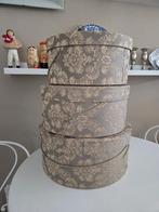 3 gestoffeerde opbergdozen of hoedendozen, Ophalen of Verzenden