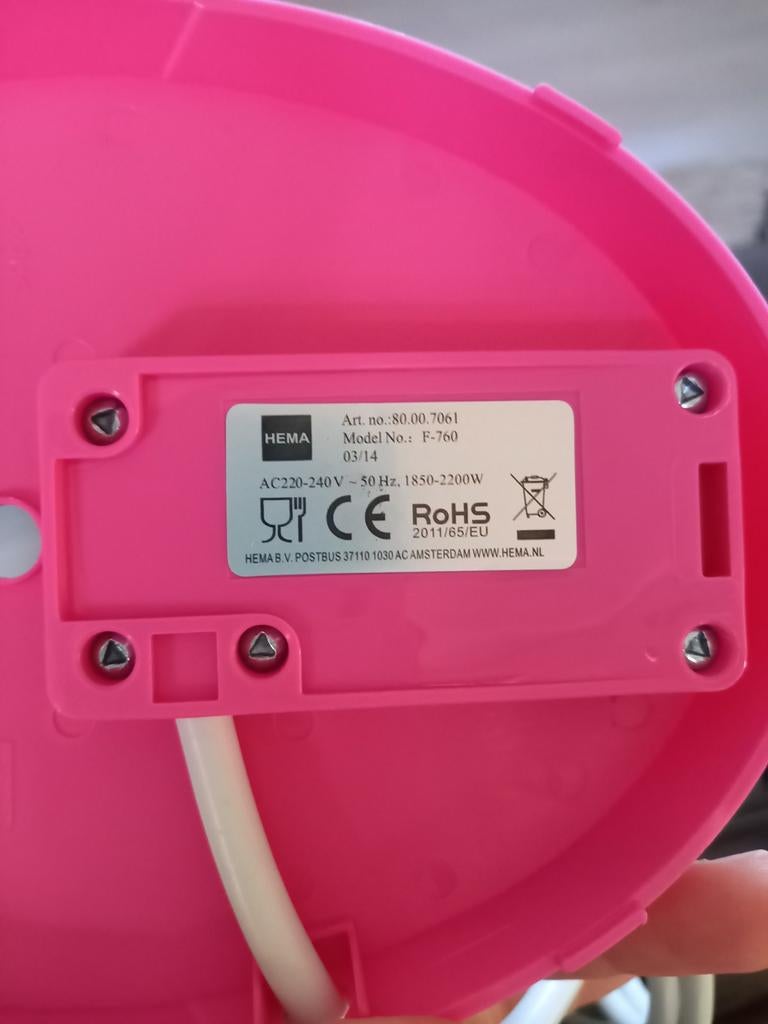 Roze waterkoker Hema, Witgoed en Apparatuur, Waterkokers, 1 tot 2 liter, Ophalen of Verzenden, Nieuw