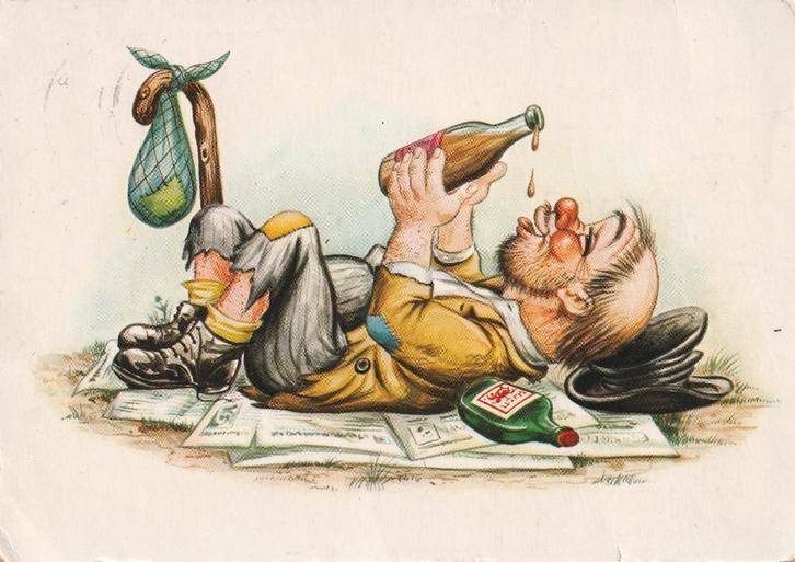 HUMOR MAN AAN DE BORREL UIT 1970 ZEER MOOIE OUDE KAART Kl645, Verzamelen, Ansichtkaarten | Themakaarten, Gelopen, 1960 tot 1980