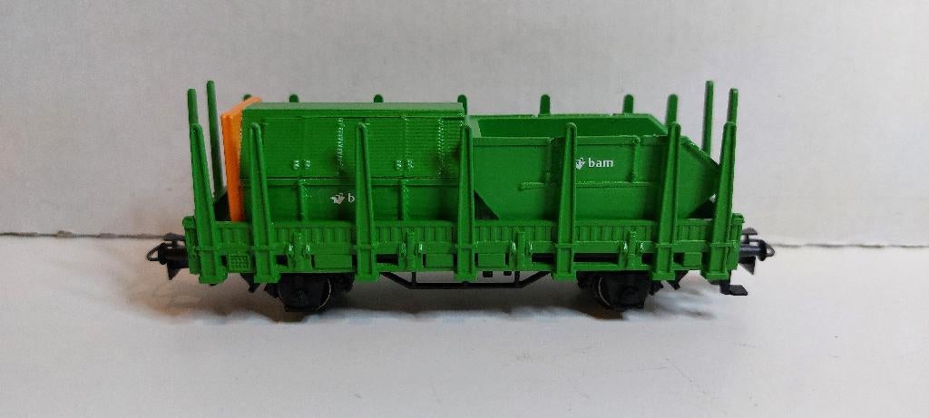 Bam Rongenwagon met Puin en Afsluitbare Container (02), Hobby en Vrije tijd, Modeltreinen | H0, Wisselstroom, Wagon, Ophalen of Verzenden