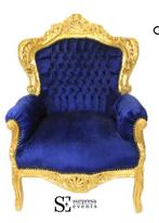 Barok Troonstoel Royal Blauw met Goud - Luxe Design Stoel, Blauw, Nieuw, Ophalen of Verzenden, Eén