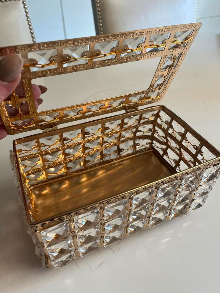 Luxe Tissuehouder Goud met Kristallen, Huis en Inrichting, Woonaccessoires | Overige, Zo goed als nieuw, Ophalen of Verzenden