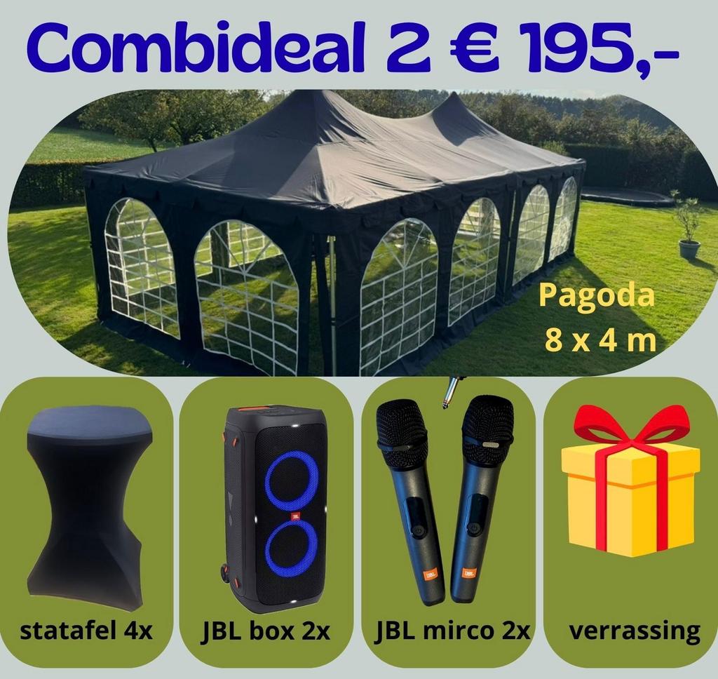 Combideal 2 te huur € 195,00, Hobby en Vrije tijd, Feestartikelen | Verhuur, Zo goed als nieuw, Overige, Ophalen