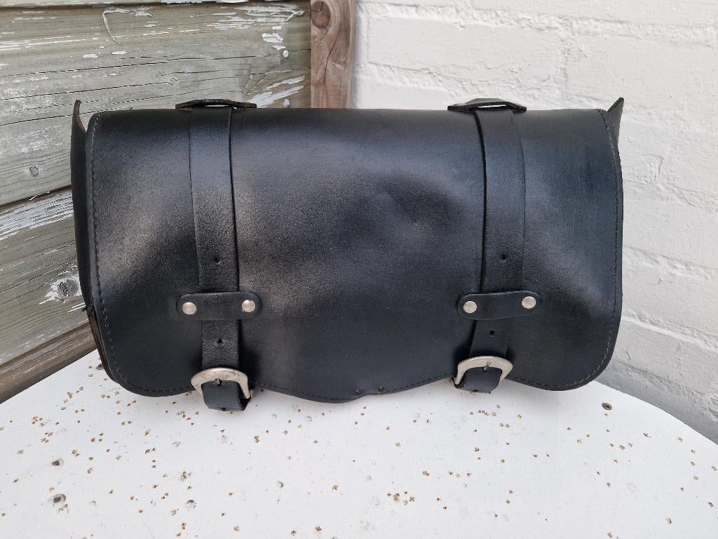 Zwart lederen motor tool rol tas 40 cm x 22 cm, Ophalen of Verzenden, Gebruikt