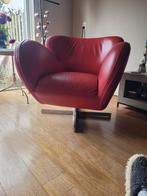 Fauteuil rood leer van Hulshoff wonen, Ophalen, Gebruikt, 75 tot 100 cm, Leer