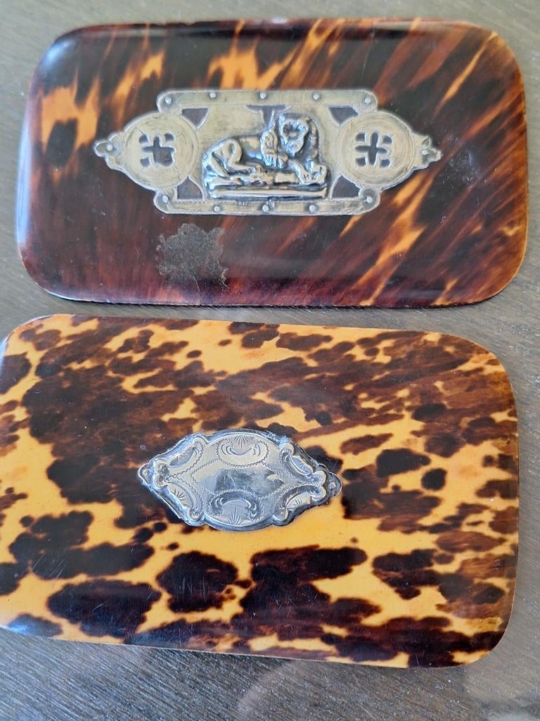 Antieke Schildpad Zakbijbel Kaft met Zilveren Decoratie, Ophalen of Verzenden